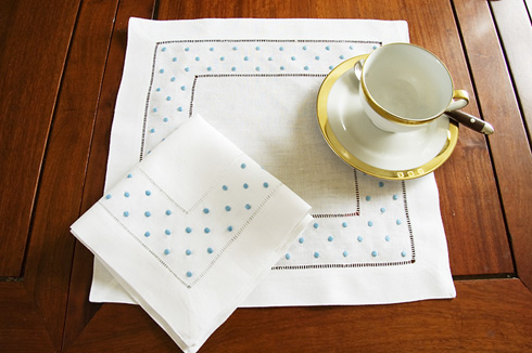 Square Hemstitcy Placemat. Dots